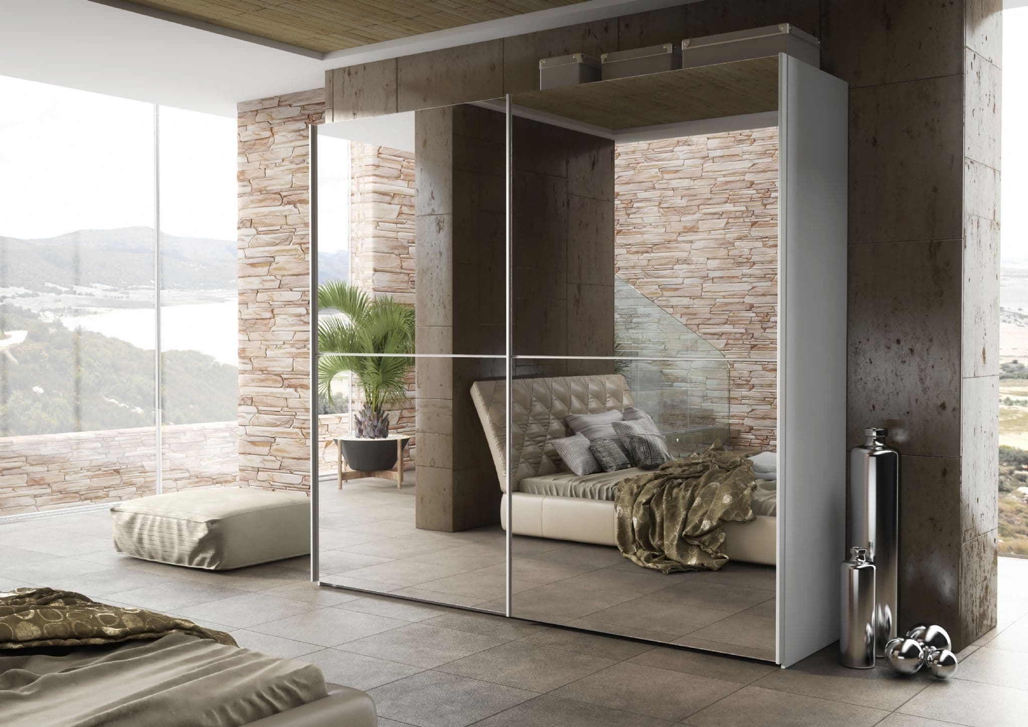 Sliding mirror wardrobe