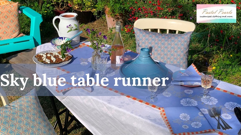 sky blue table runner