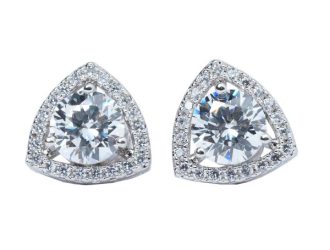 Triangular Solitaire Diamond Stud Earrings