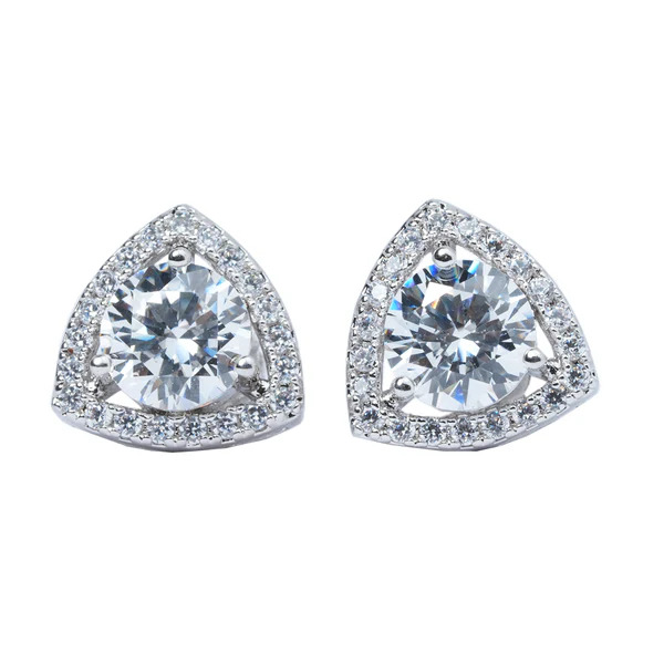 Triangular Solitaire Diamond Stud Earrings