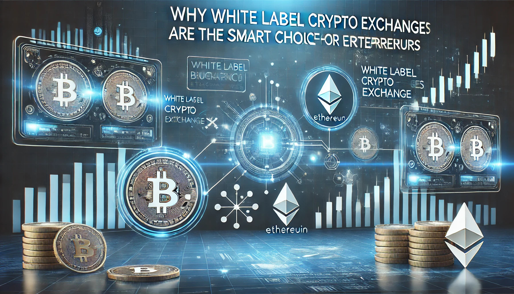 DALL·E 2025-02-14 10.23.24 - A modern and professional feature image for a blog about white label crypto exchanges. The image should include futuristic blockchain elements, digita